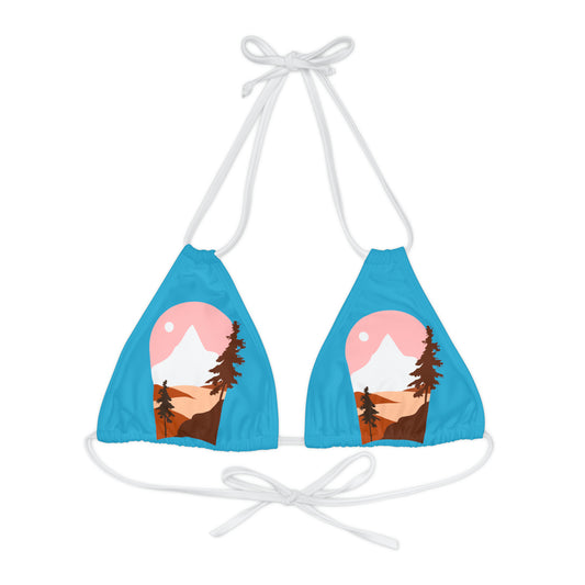Strappy Triangle Bikini Top (AOP)